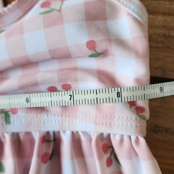 Baby Girl Cherry Print Plaid Bikini Swimsuit & Cap NWOT - Picture 6 of 14